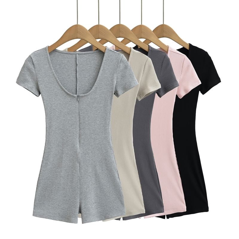Ulark - Romper met korte mouwen, ronde hals en halve rits