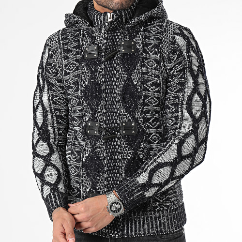 Gilet A Capuche Noir Blanc