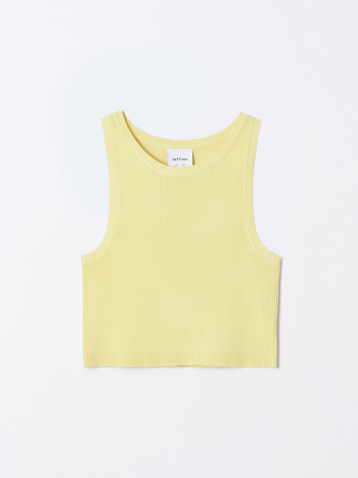 Top cropped canelado - Amarelo