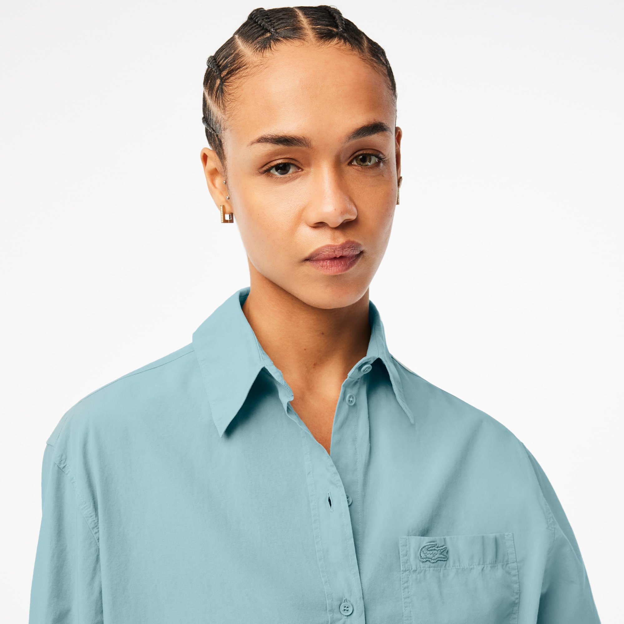 Chemise femme Lacoste oversize fit en popeline de coton Chemises & Hauts - Bleu - Lacoste - Femme