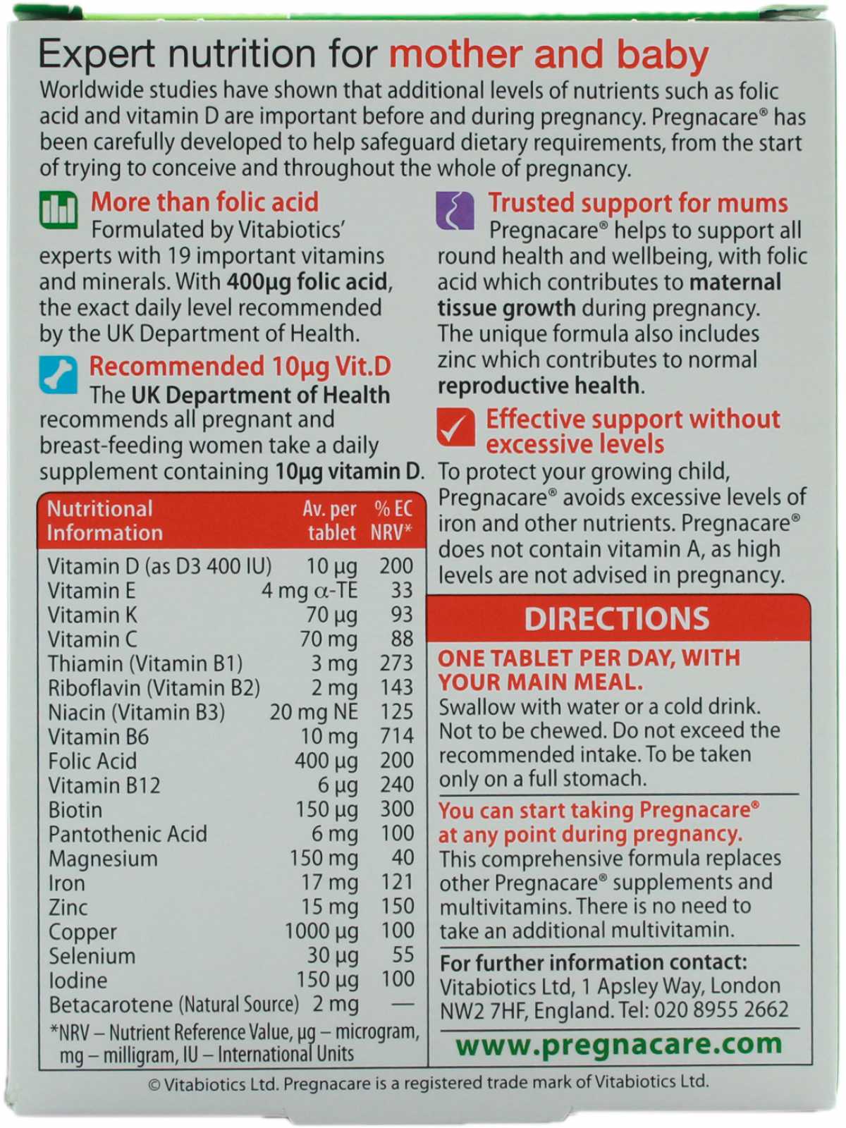 Vitabiotics Pregnacare Original 30 comprimidos
