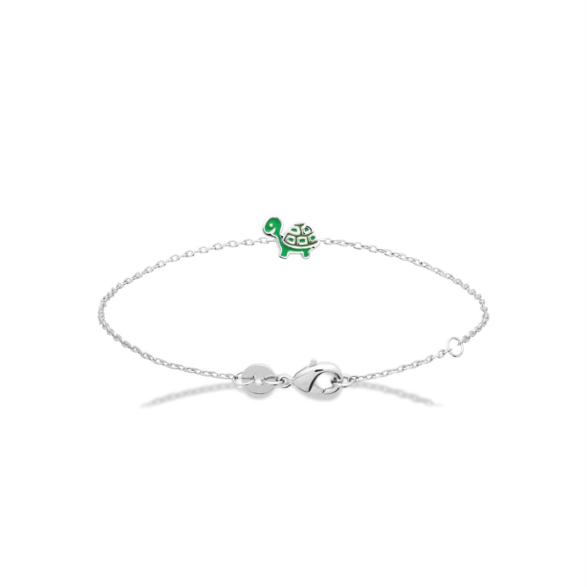 Bracelet tortue émail coloré vert Argent 925 Rhodié