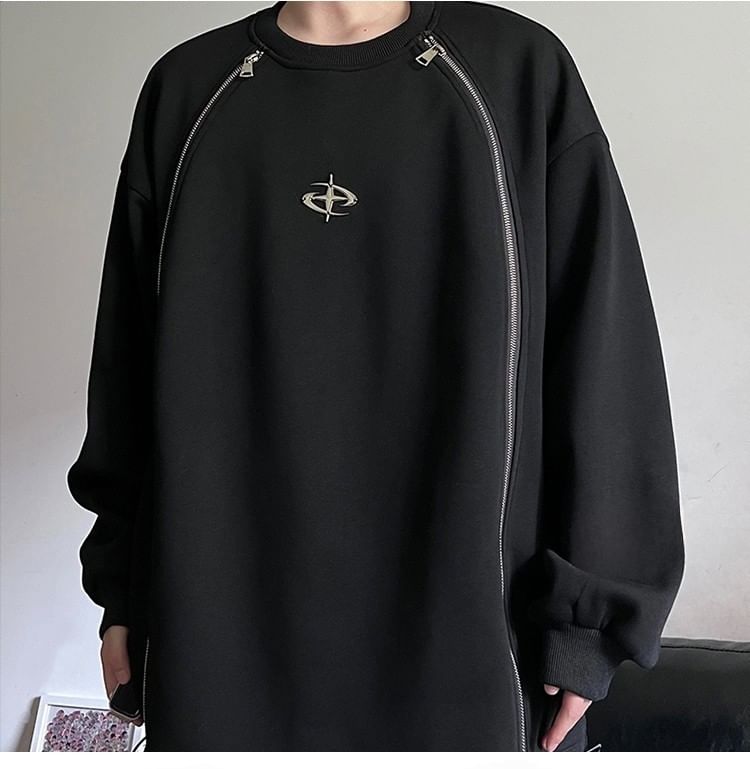 Savenne - Sweatshirt met ronde hals en metalen accent