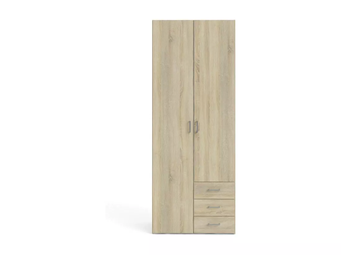 Garde-robe 2 portes Dscaratt, Meubles de chambre, Penderie de plain-pied, Placard à vêtements, 78x50 h200 cm, Chêne