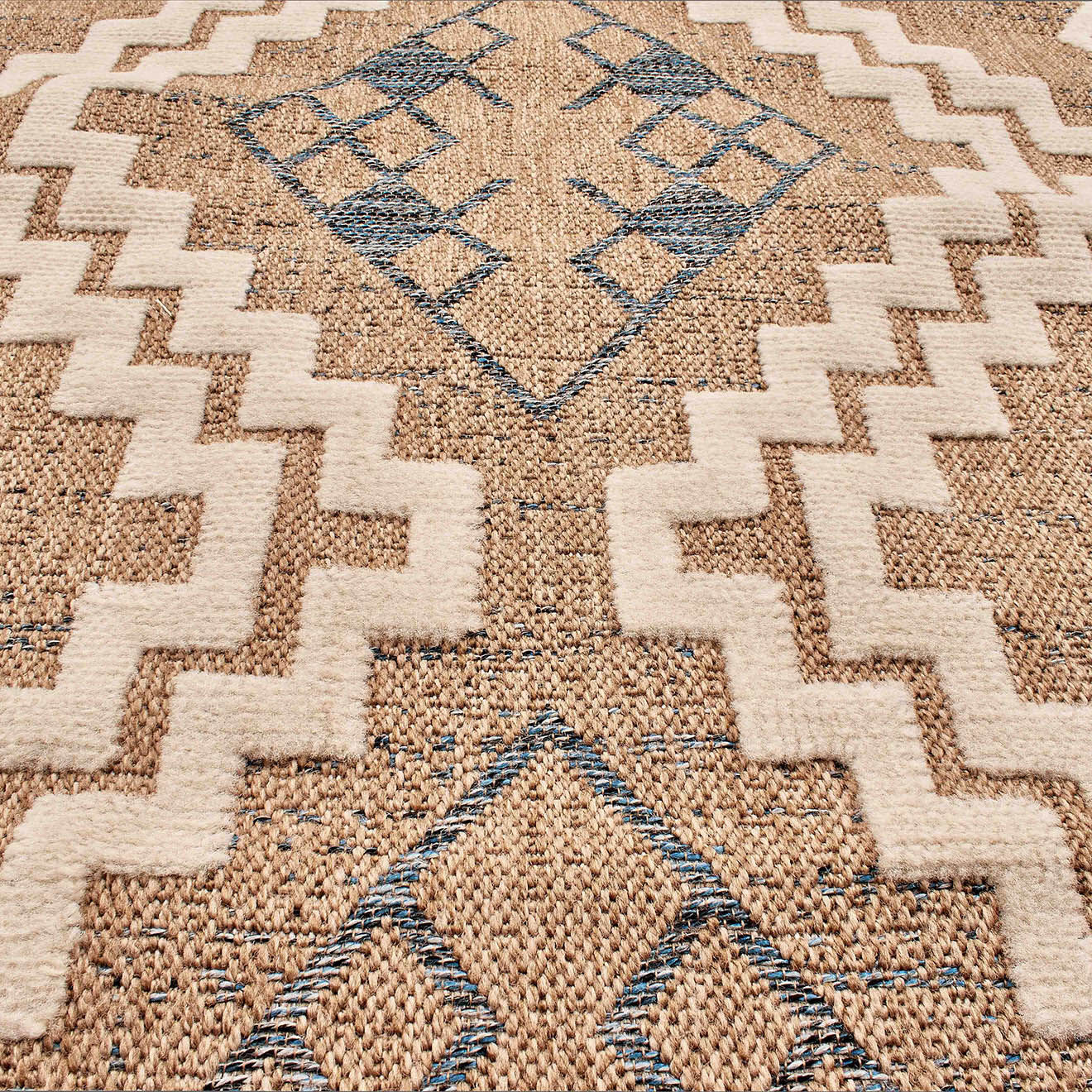 Nazar Rugs Tapis aspect jute TULUM 9054 intérieur & extérieur bleu - 120x170 cm