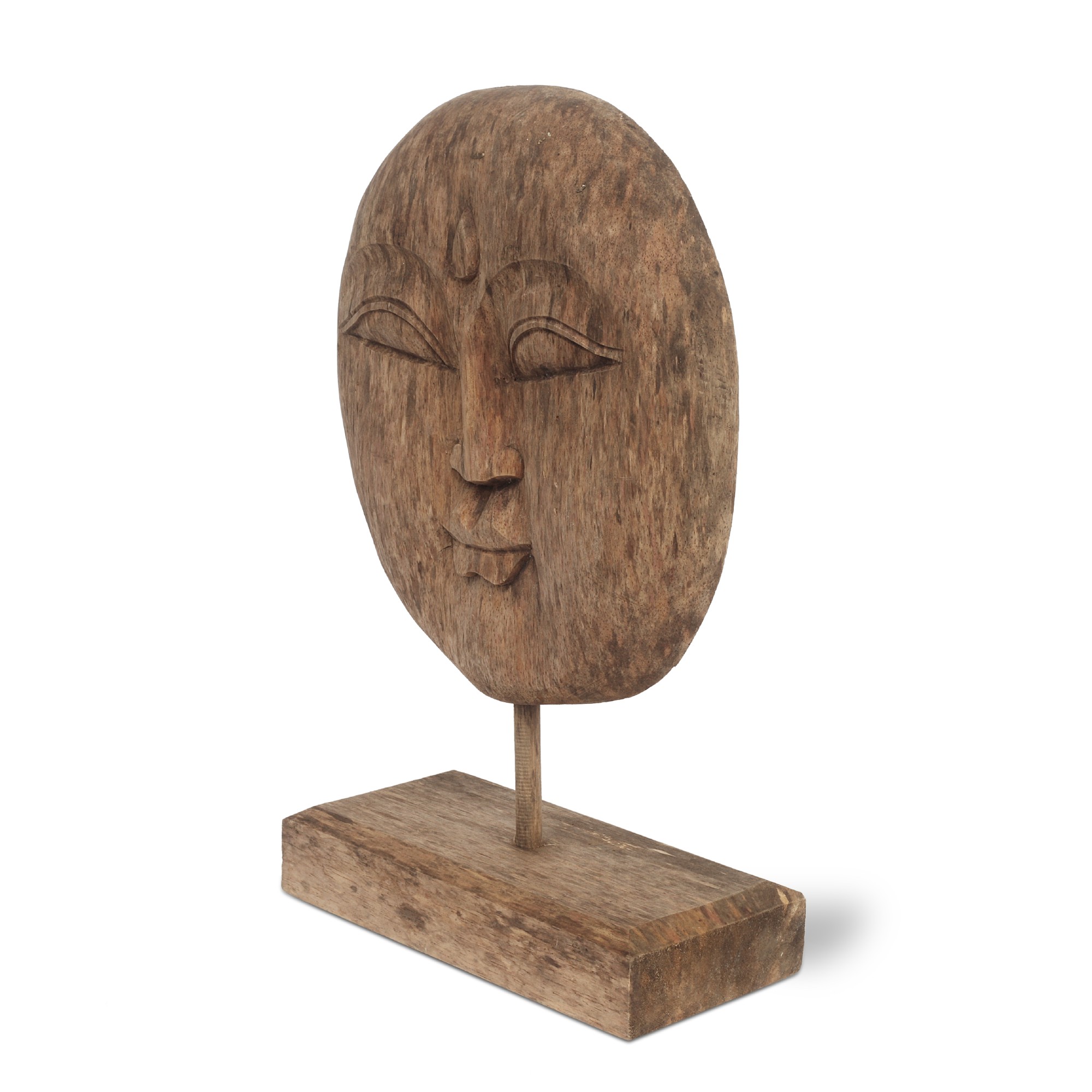 Buddha-Gesicht auf Ständer, natur, H 40 cm, B 24 cm, T 14 cm von fischer's lagerhaus