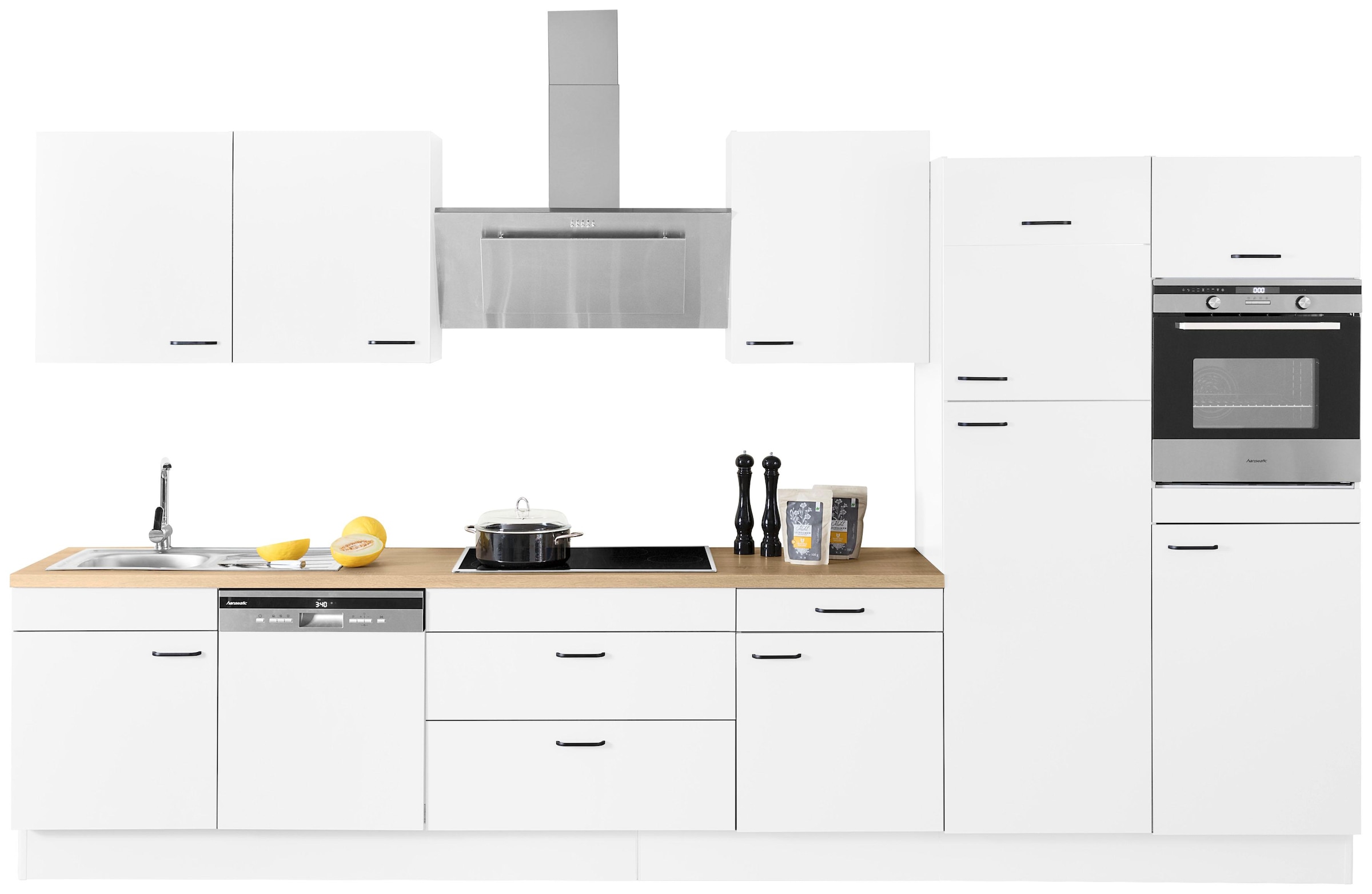 OPTIFIT Küchenzeile »Elga« Premium-Küche, Soft-Close-Funktion, grossen Vollauszügen, Breite 390 cm