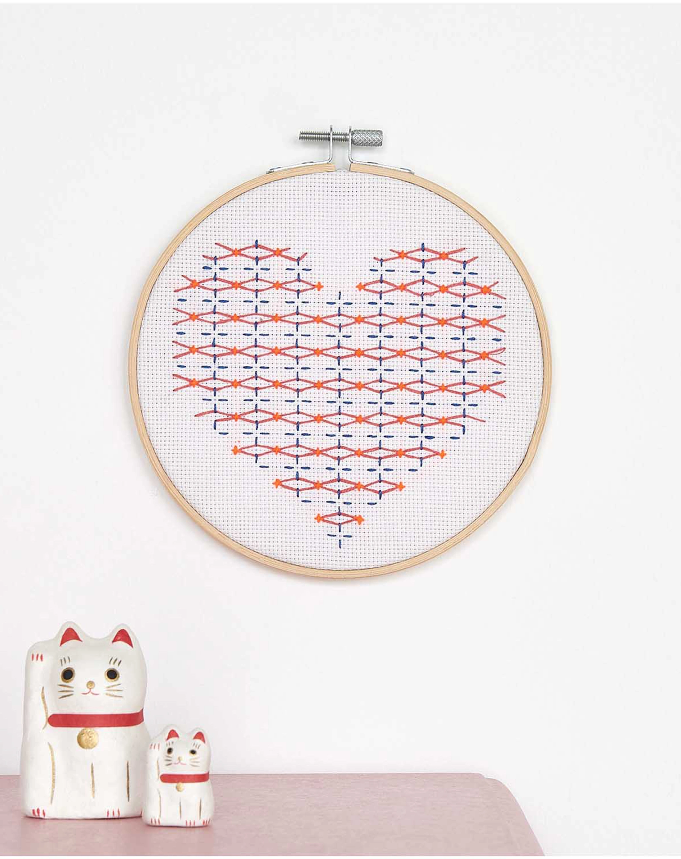Stickset SASHIKO HERZ (Ø 15cm)