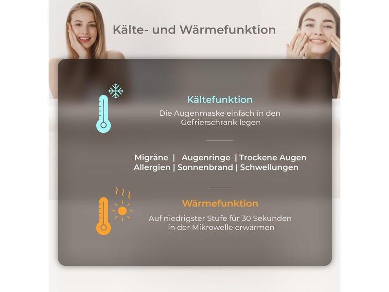 Quick Aid Augenmaske mit Kälte- und Wärmefunktion 1 Stück Augenmaske mit Gel-Perlen und Vlies