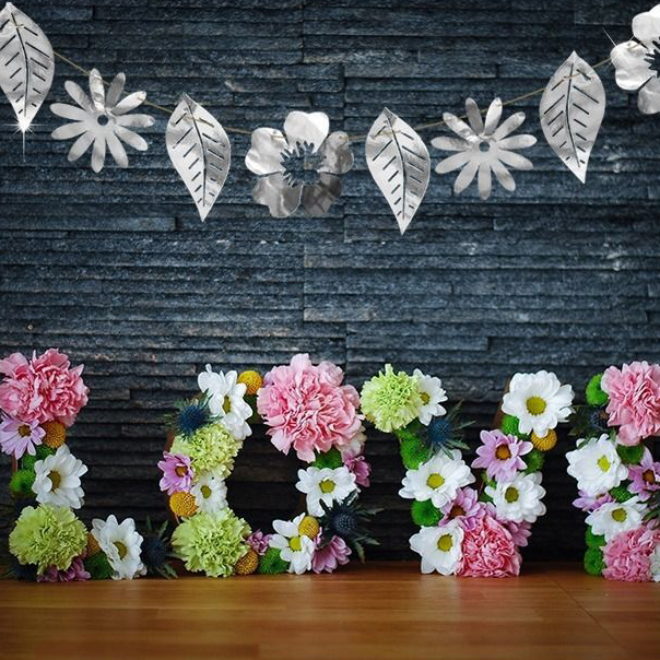 (170cm) Blumen Girlande Party Dekoration Accessoire Banner - Silber