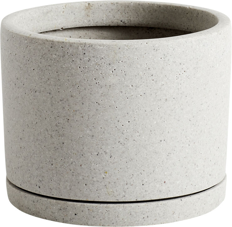 Hay Plant Pot with Saucer-Medium-Grey Grå