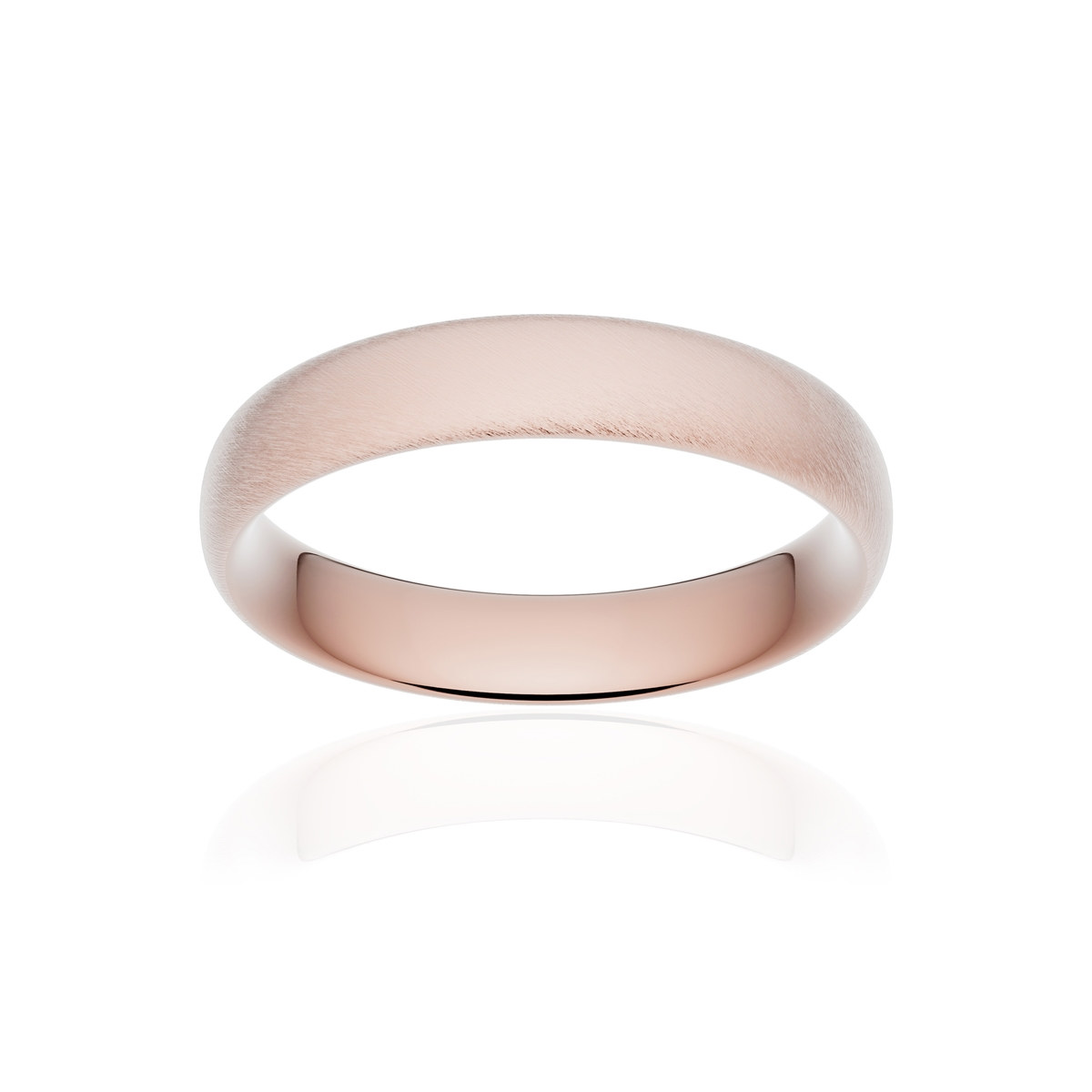 Alliance or 375 rose givré ruban confort 4,5mm