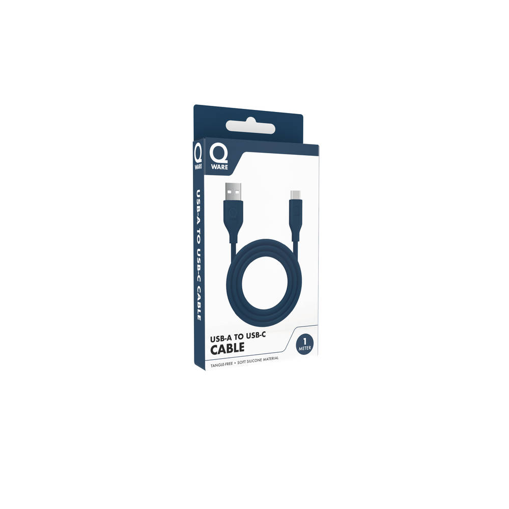 Qware USB-A naar USB-C kabel - blauw