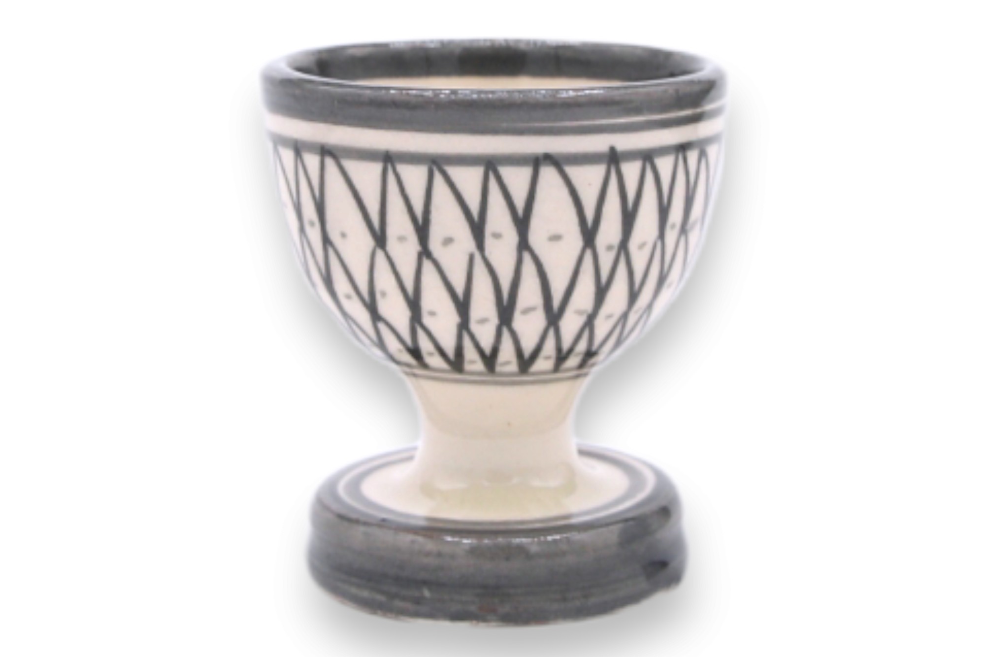 Keramik-Eierbecher, grau, weiß, Ø 5 cm, H 7 cm zu 3,80