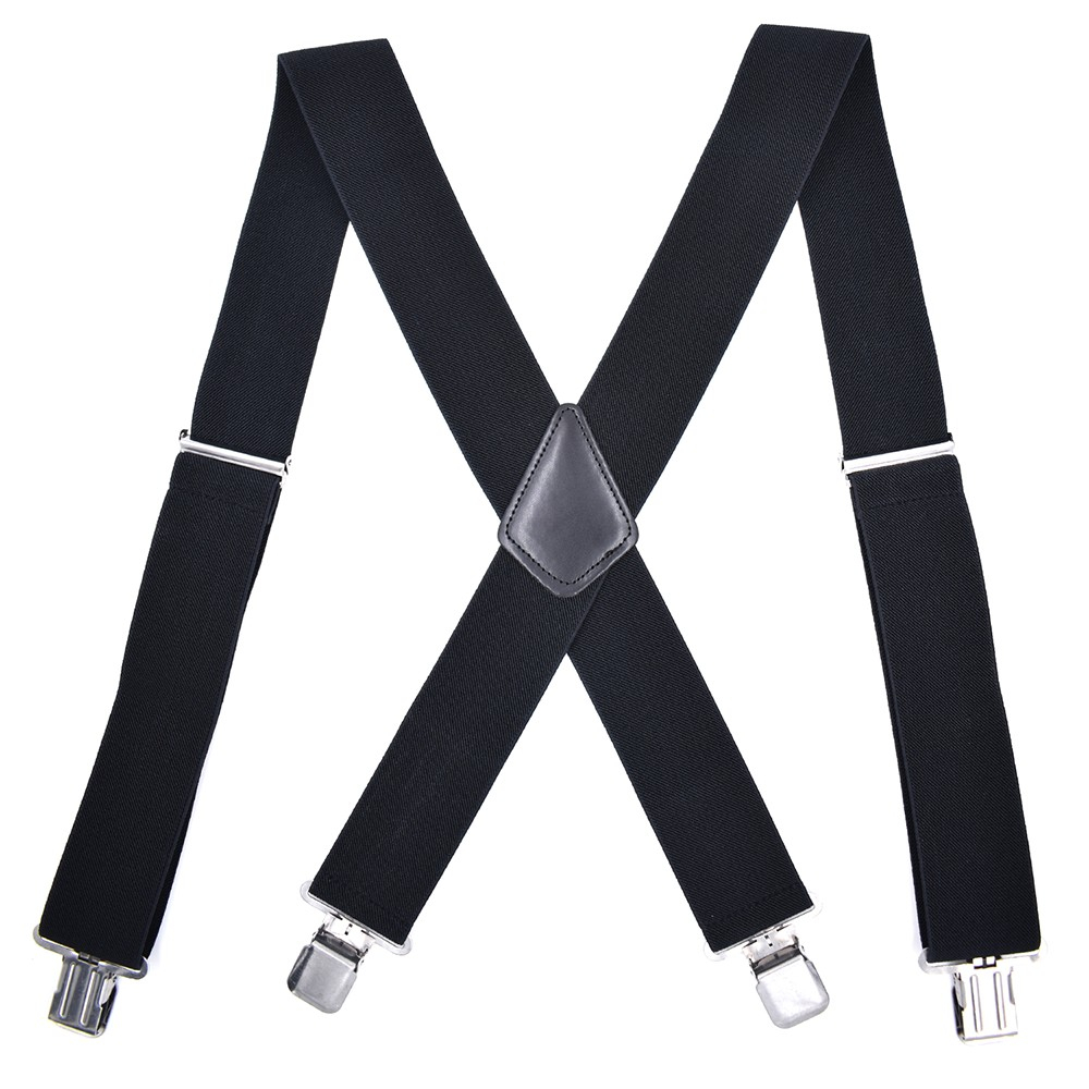 (100cm) Elastische Hosenträger Anti-Rutsch Suspenders mit Clip Verschluss - Schwarz