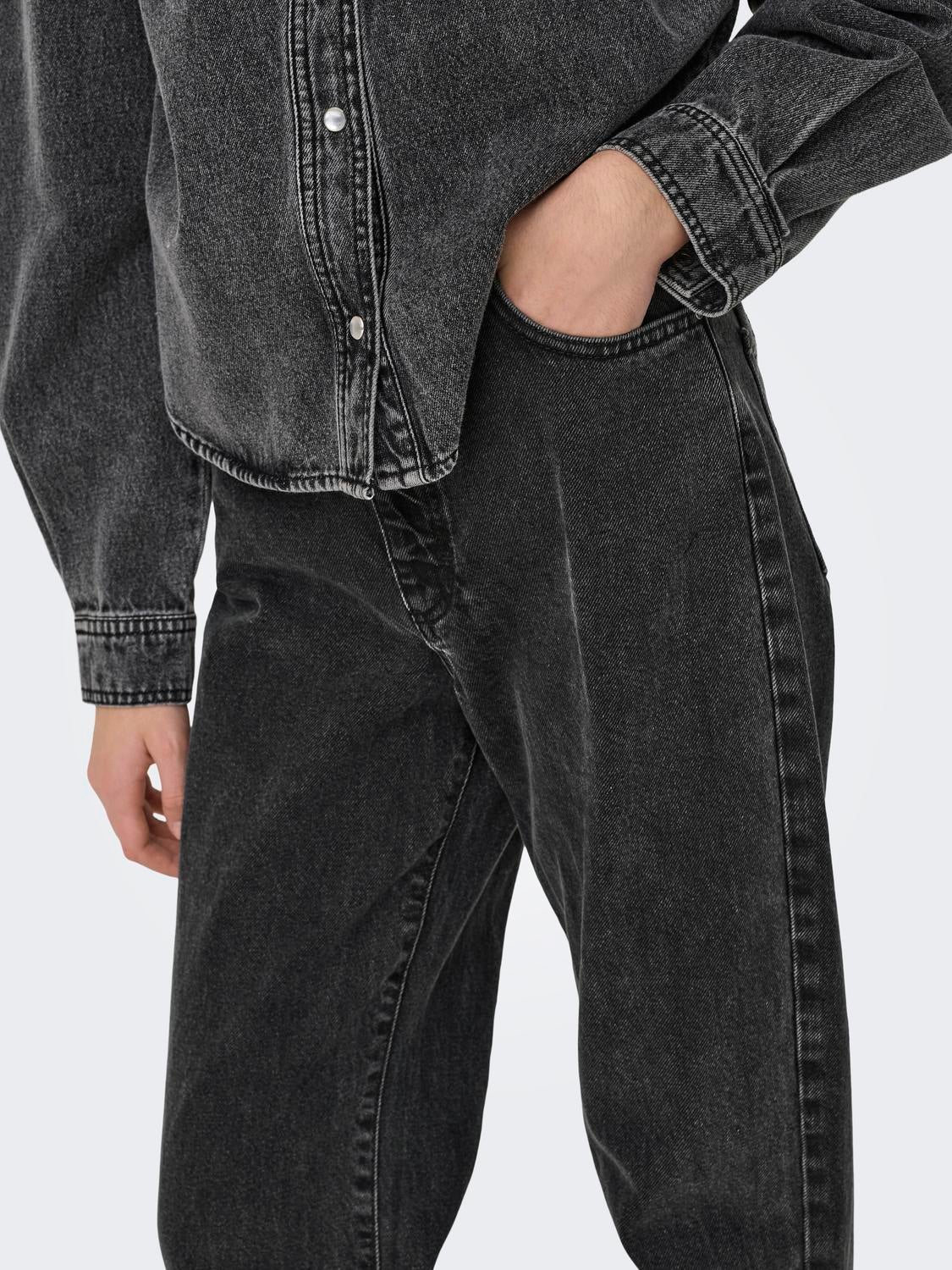 ONLCAMILLE Weiter Beinschnitt Jeans Washed Black