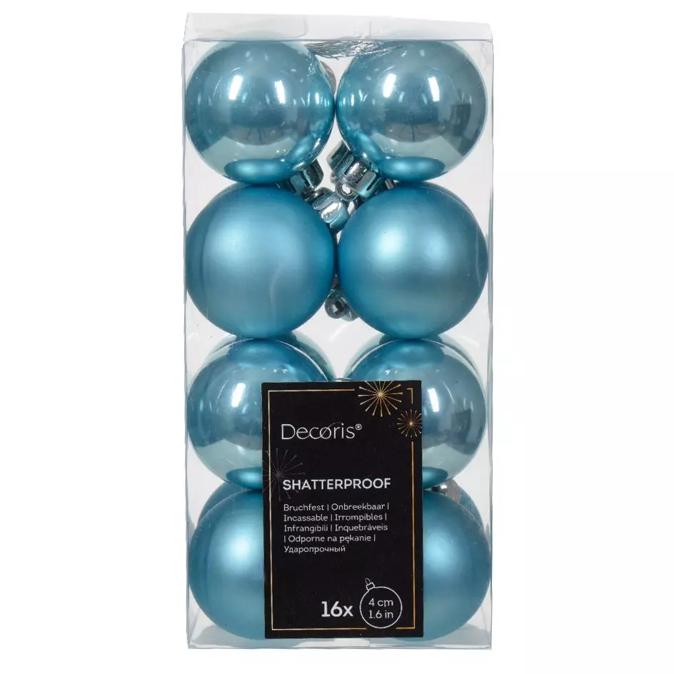 Lot de 16 boules de Noël (D40 mm) Alpine Bleu vaporeux