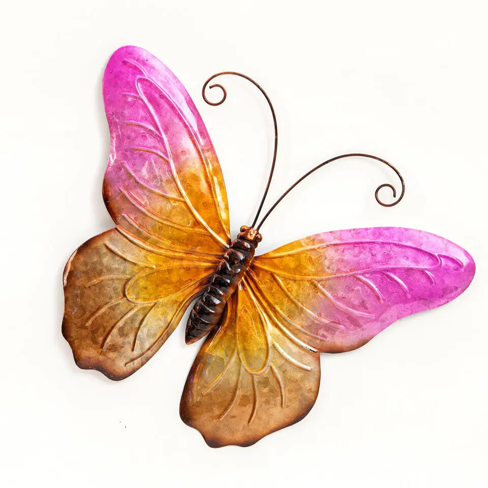 Anna's Collection Tuindecoratie vlinder - roze - 44 x 32 cm