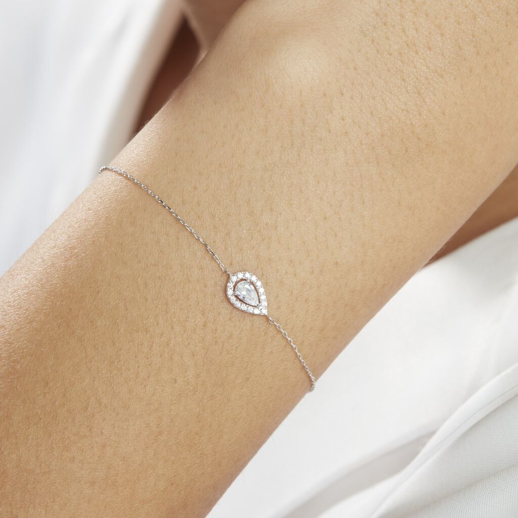 Bracelet Hildana Or Blanc Oxyde De Zirconium