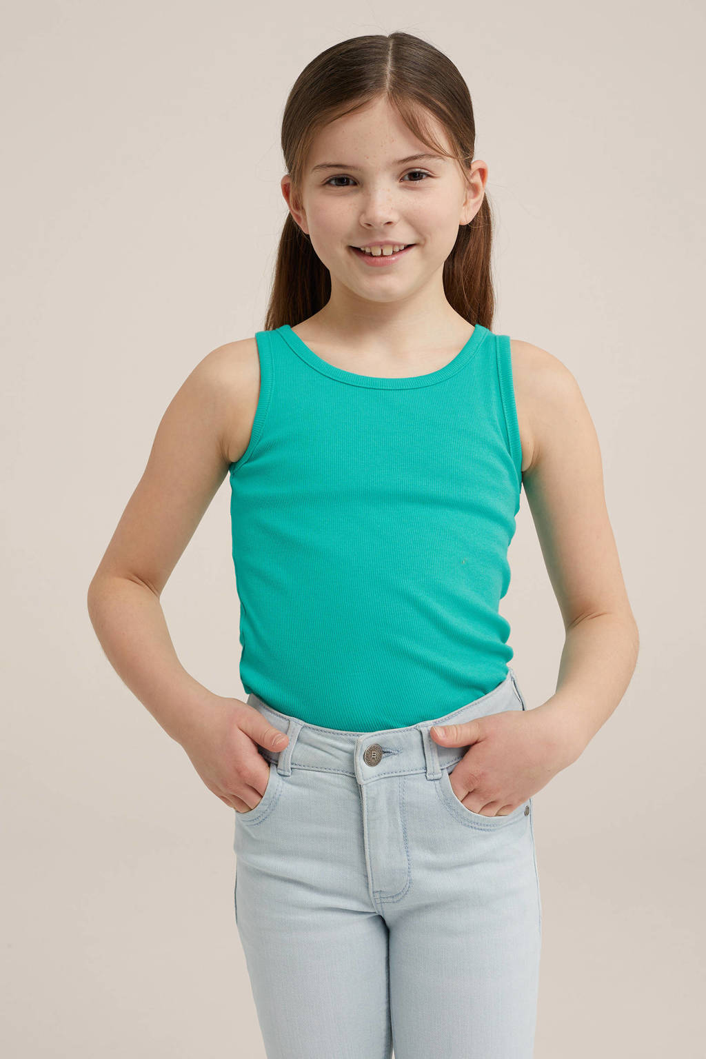 WE Fashion ribgebreidetop sea green