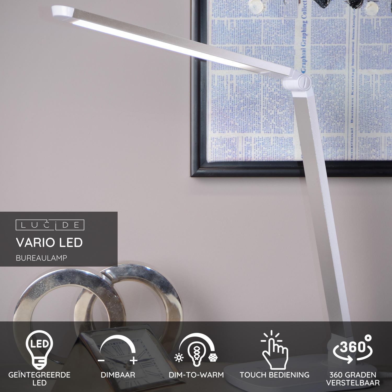 Lucide VARIO LED Bureaulamp - Wit