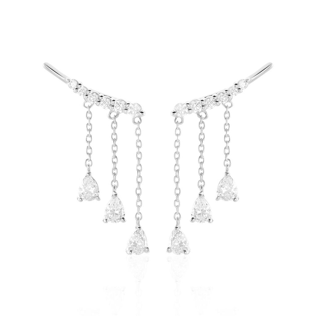 Boucles D'oreilles Pendantes Rilla Argent Blanc Oxyde De Zirconium
