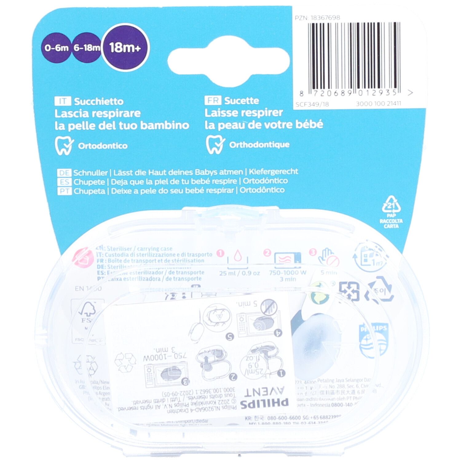 PHILIPS Avent Ultra Air Schnuller 18+ Monate, Elefant/ Hello