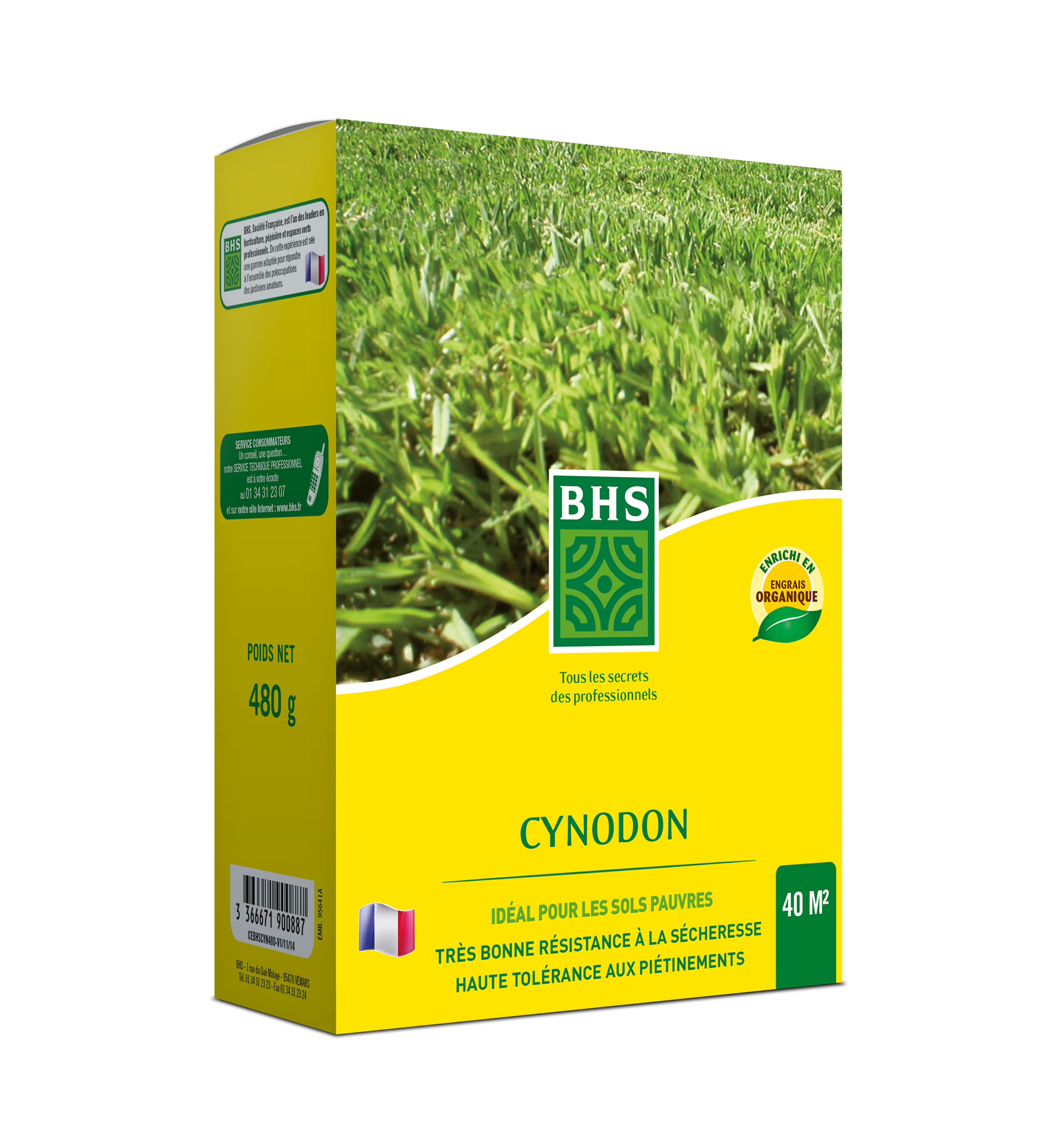 Cyn480 | 480g | 40 m² | cynodon | zones méditerranéennes | assure un t