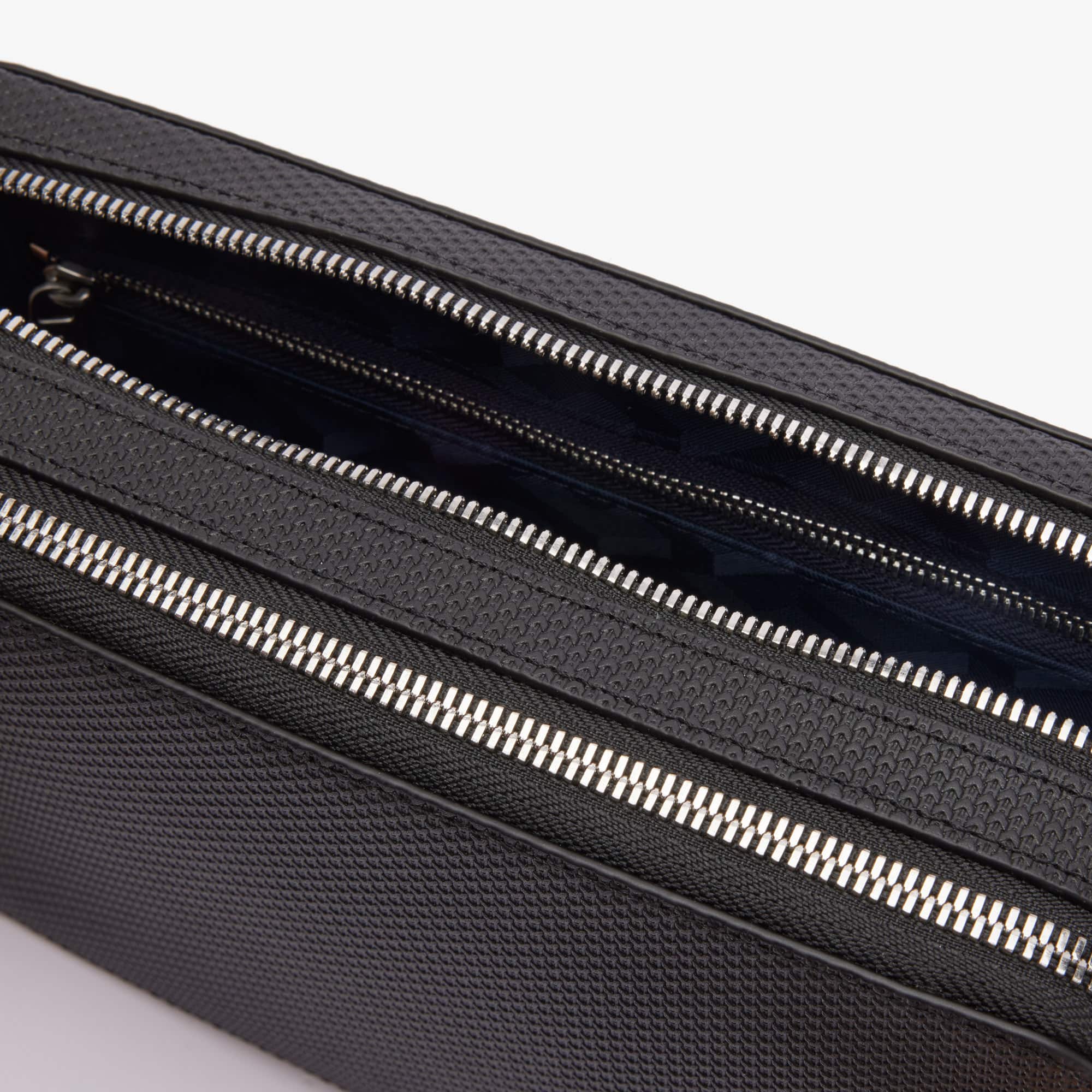 Trousse zippée Chantaco en cuir piqué uni Portefeuilles & Petite Maroquinerie - Noir - Lacoste - Homme