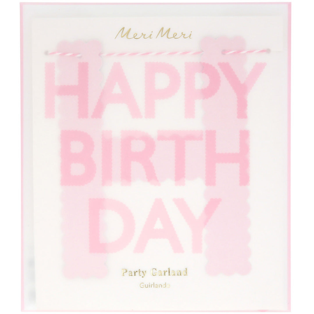 Meri meri slinger happy birthday - roze
