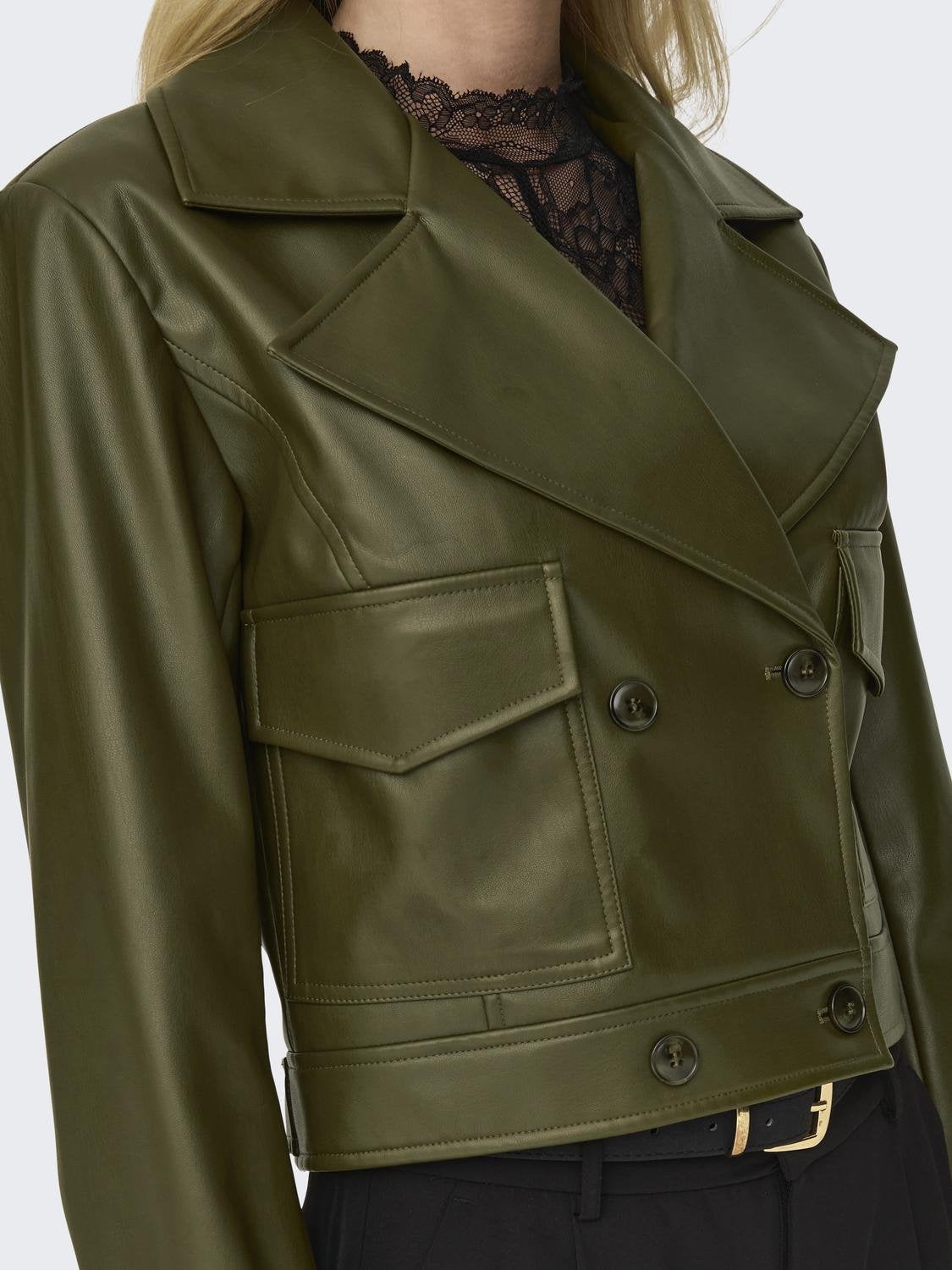 ONLKIM Kunstlederjacke Dark Olive