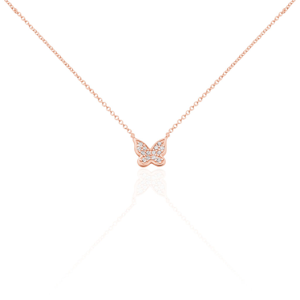 Collier Argent Rose Anne-lise Oxyde De Zirconium