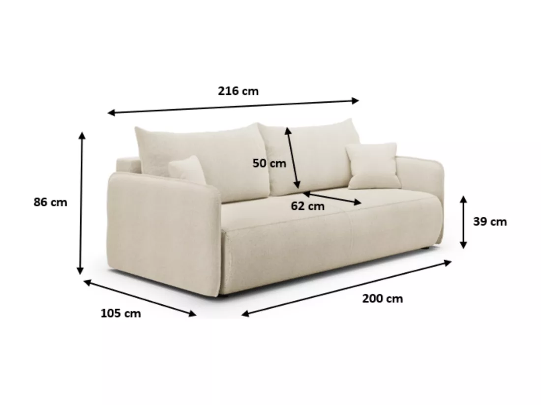 Canapé convertible 4 places FOREST Creme