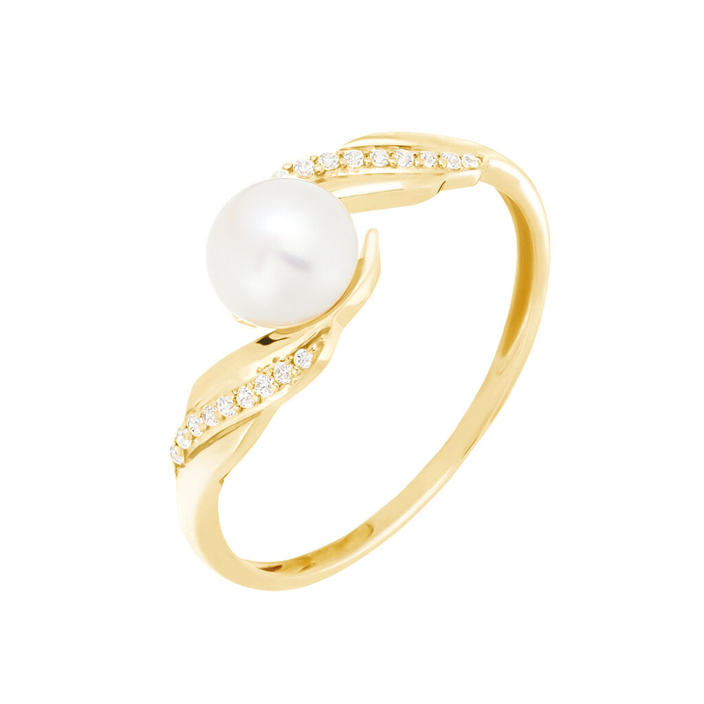 Bague Antoinette Or Jaune Perle De Culture Et Oxyde De Zirconium