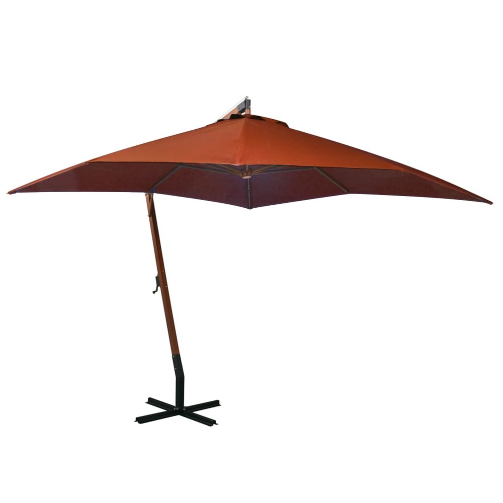 Parasol suspendu avec mât 3 x 3m bois de sapin massif orange