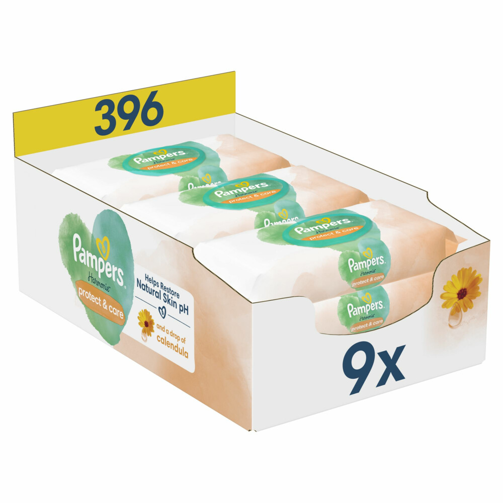 Pampers Billendoekjes Harmonie Protect & Care9x44 = 396 stuks