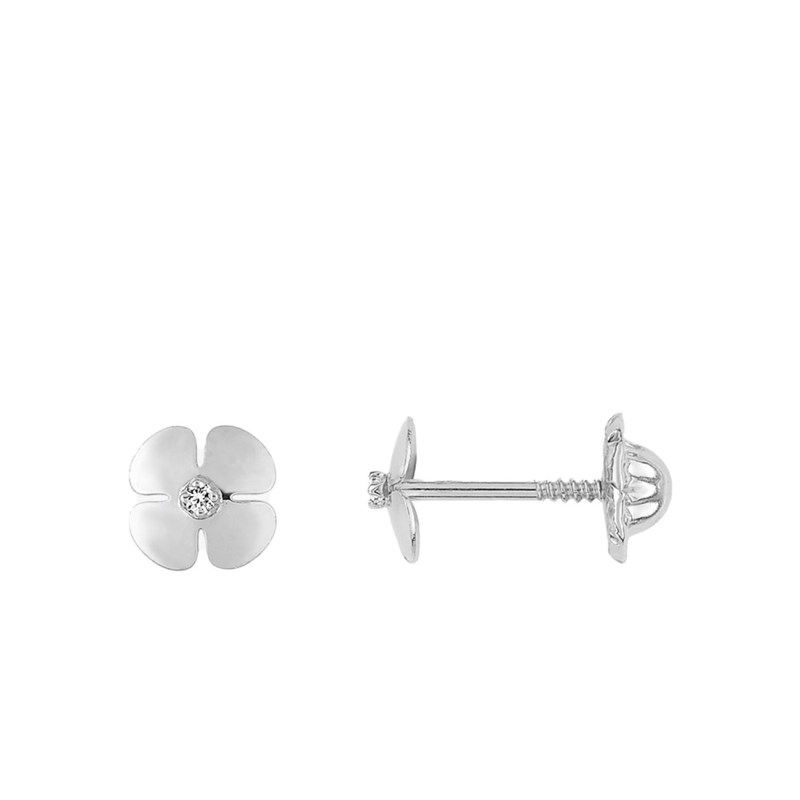 Boucles d'oreilles femme - Or 9 Carats - Trèfle à 4 feuilles