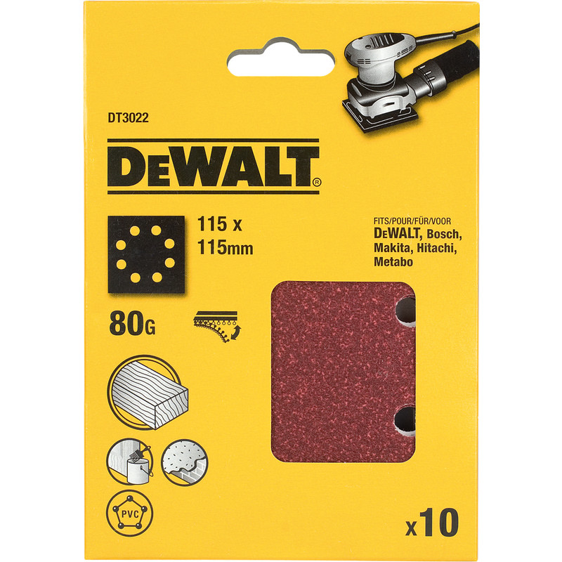 DeWALT schuurpapier 115x115mm 80 Grit