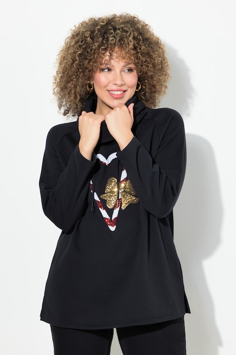 Sweatshirt, Zuckerstangen, Stehkragen, Langarm