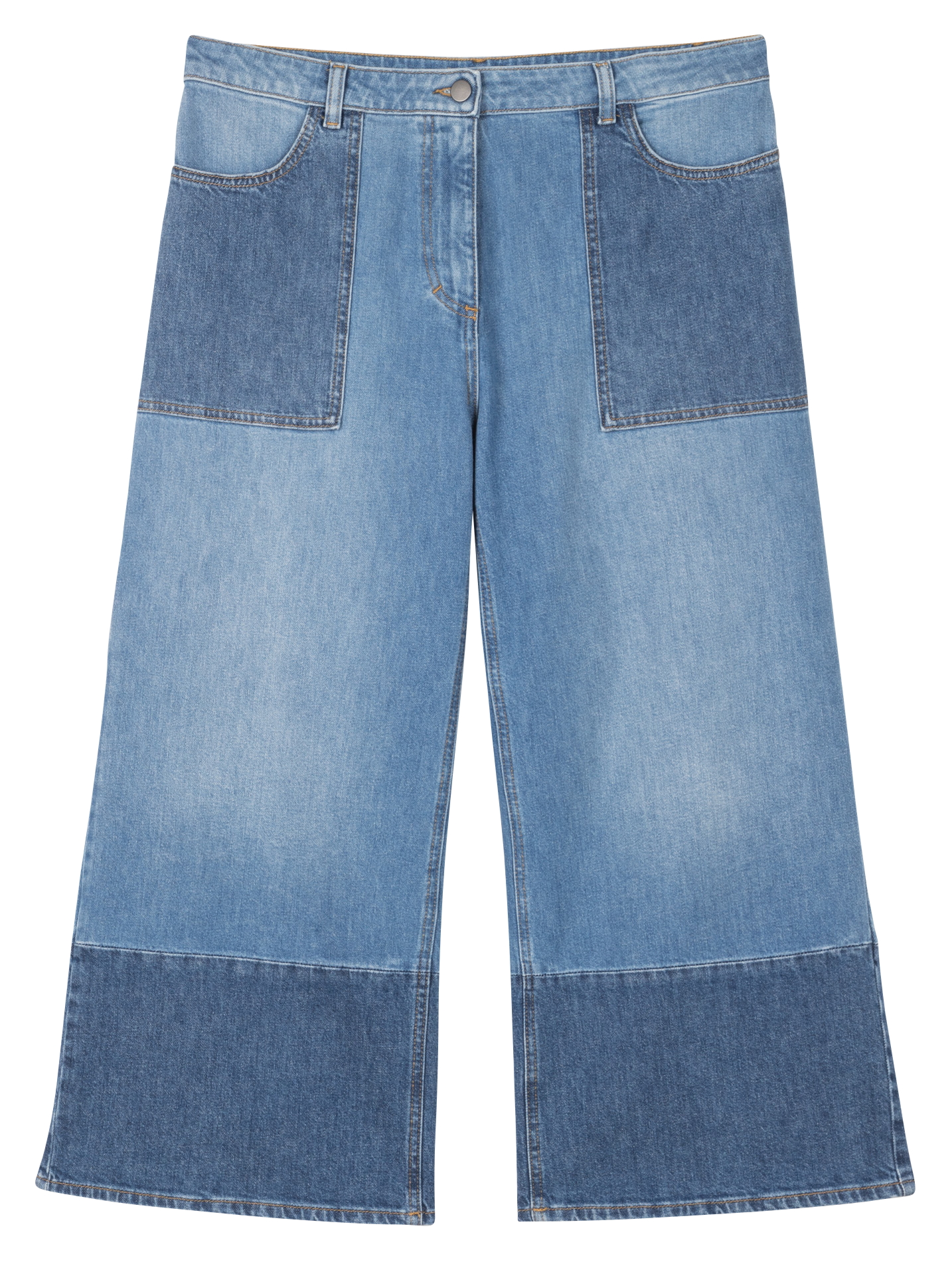 IDOLO - Jean large taille haute en coton mélangé| Bleu