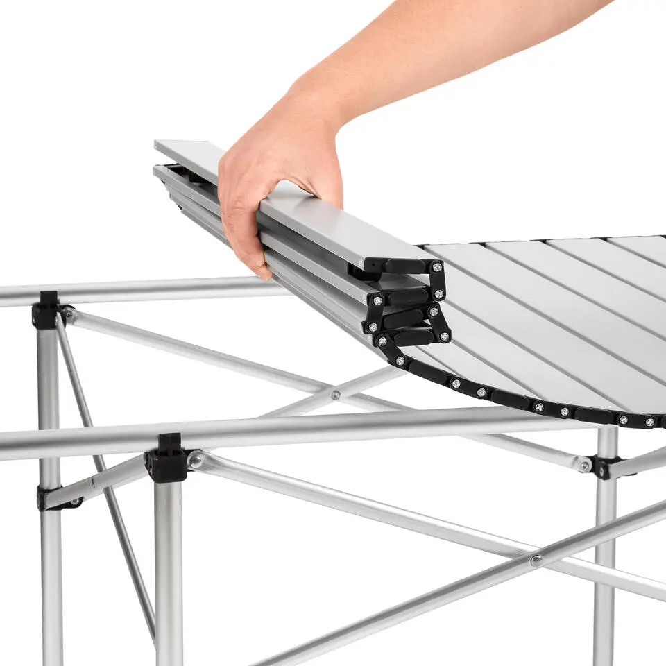 tectake Campingtafel van aluminium met tas 140x70x70cm , Grijs