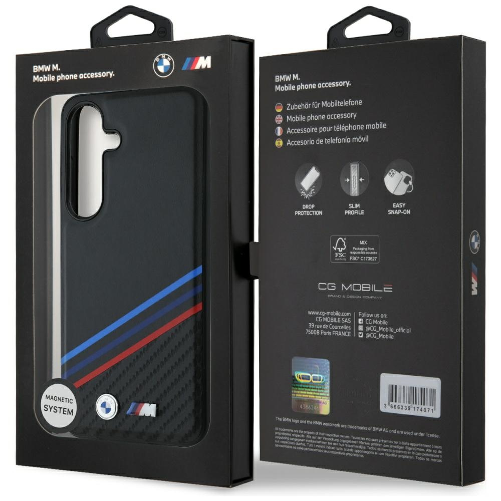 Samsung Galaxy S25 Hardcase Hülle Tricolor Crossing Stripes MagSafe-Modul (BMHMS25S24PUSTSC2K) - Schwarz