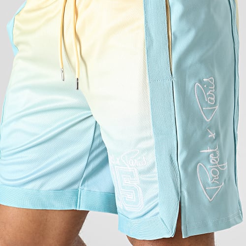 Short Jogging A Bandes 2340039 Jaune Bleu Clair