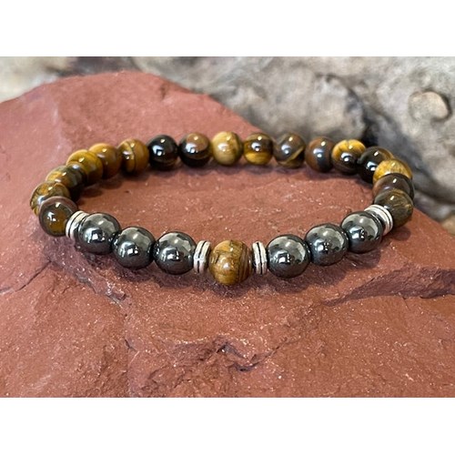 Bracelet om oeil de tigre et hématite