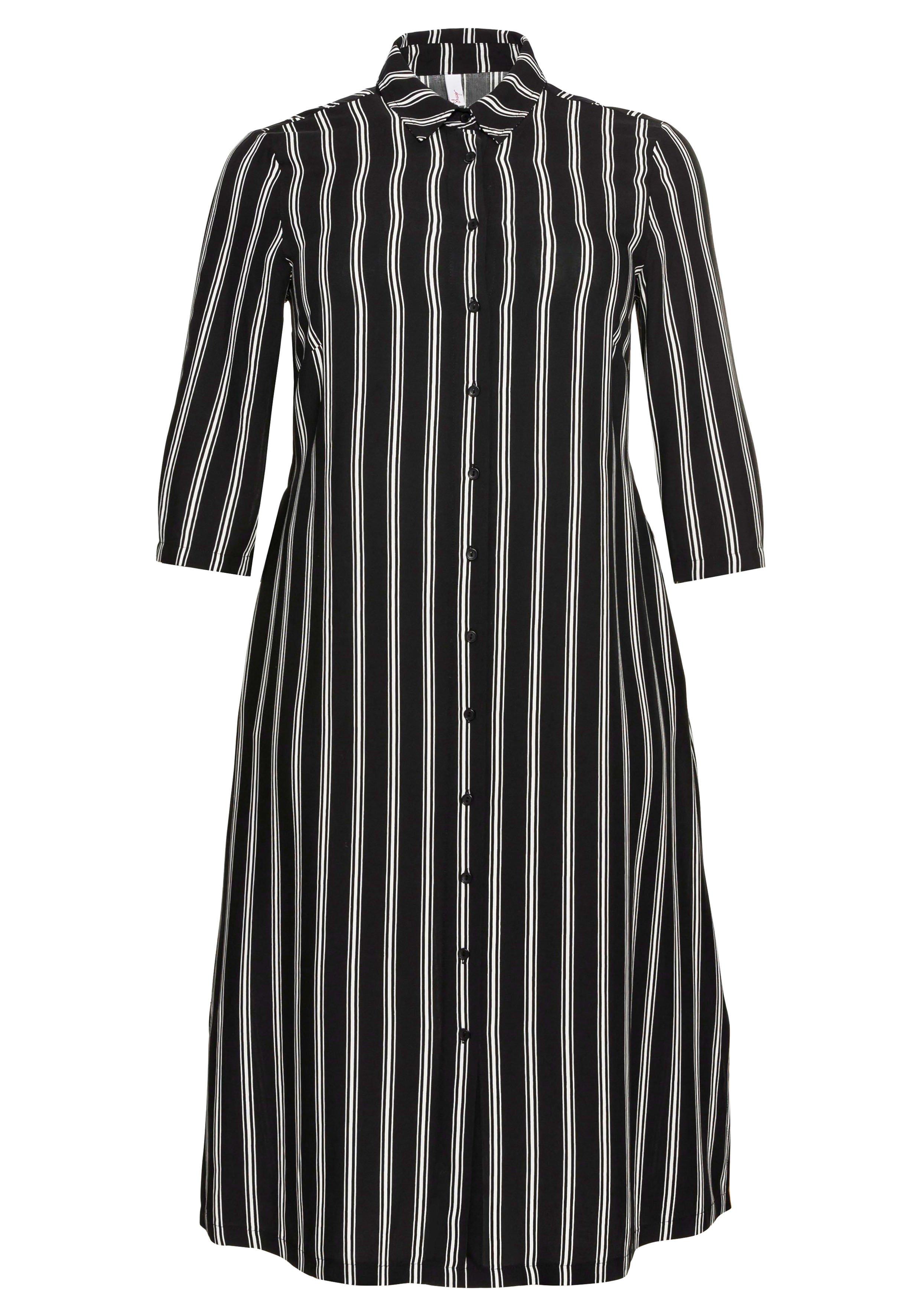 Hemdblusenkleid mit 3/4-Ärmeln und Streifenprint