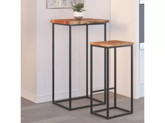 Table d'appoint 50x40x2,5cm bois massif acacia bordure assortie