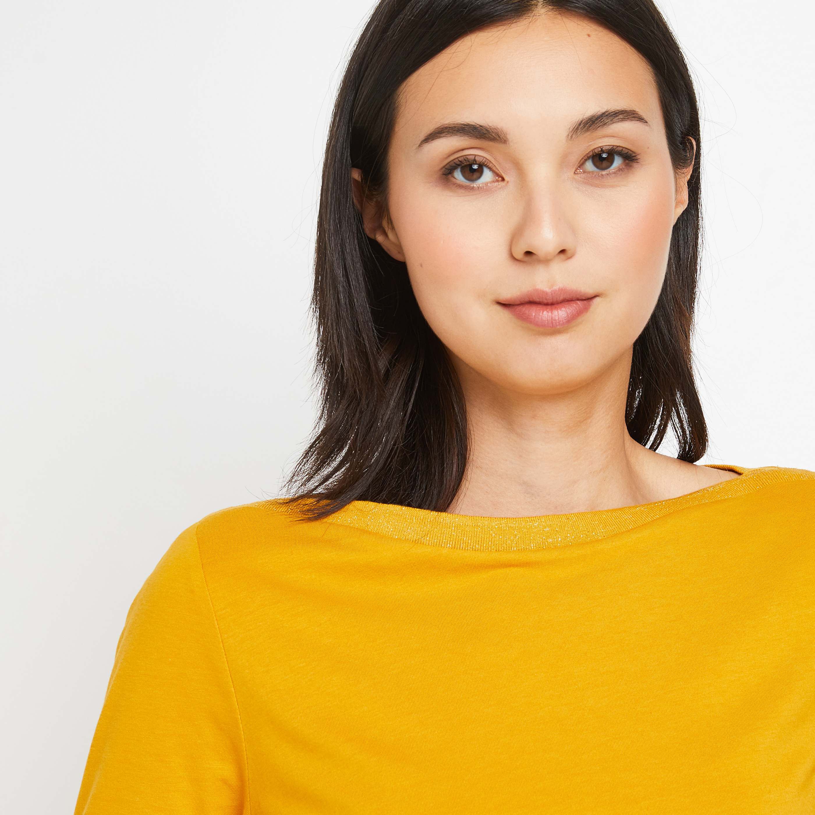 T-shirt col bateau femme - JAUNE