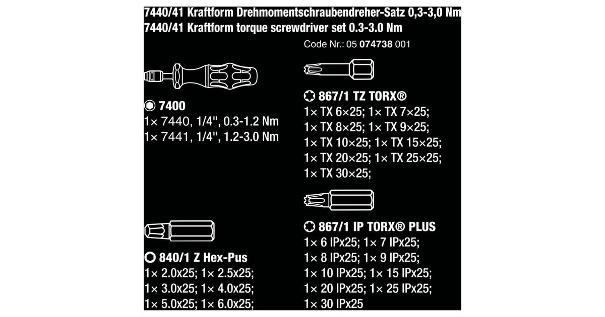 Wera7440/41 Kraftform momentschroevendraaier-set 0,3-3,0 Nm  (Zwart/groen, 26‑delig)