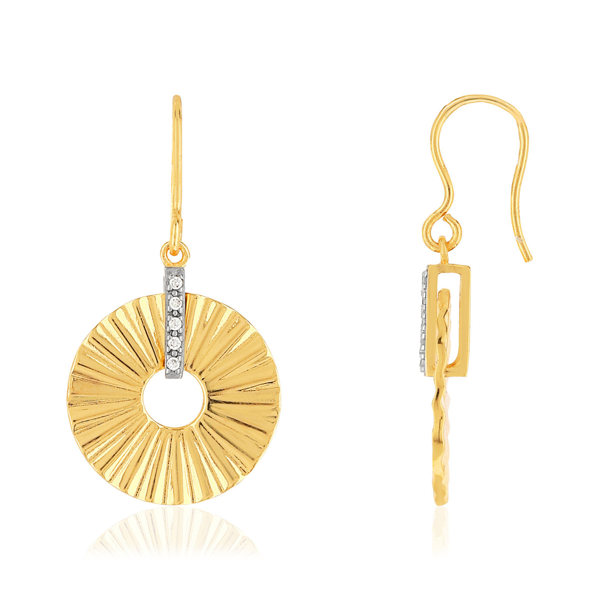 Boucles d'oreilles plaqué or médailles zirconias
