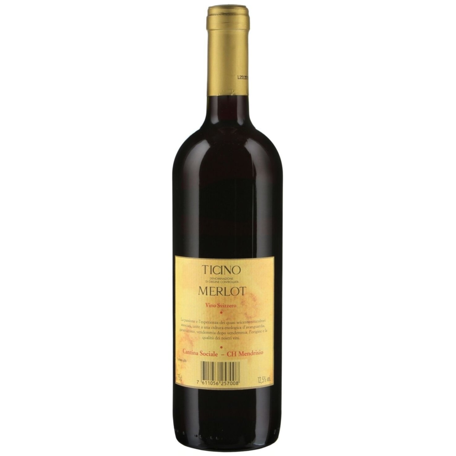 Ticino DOC Merlot Marca Oro Cantina Sociale Mendrisio -75cl